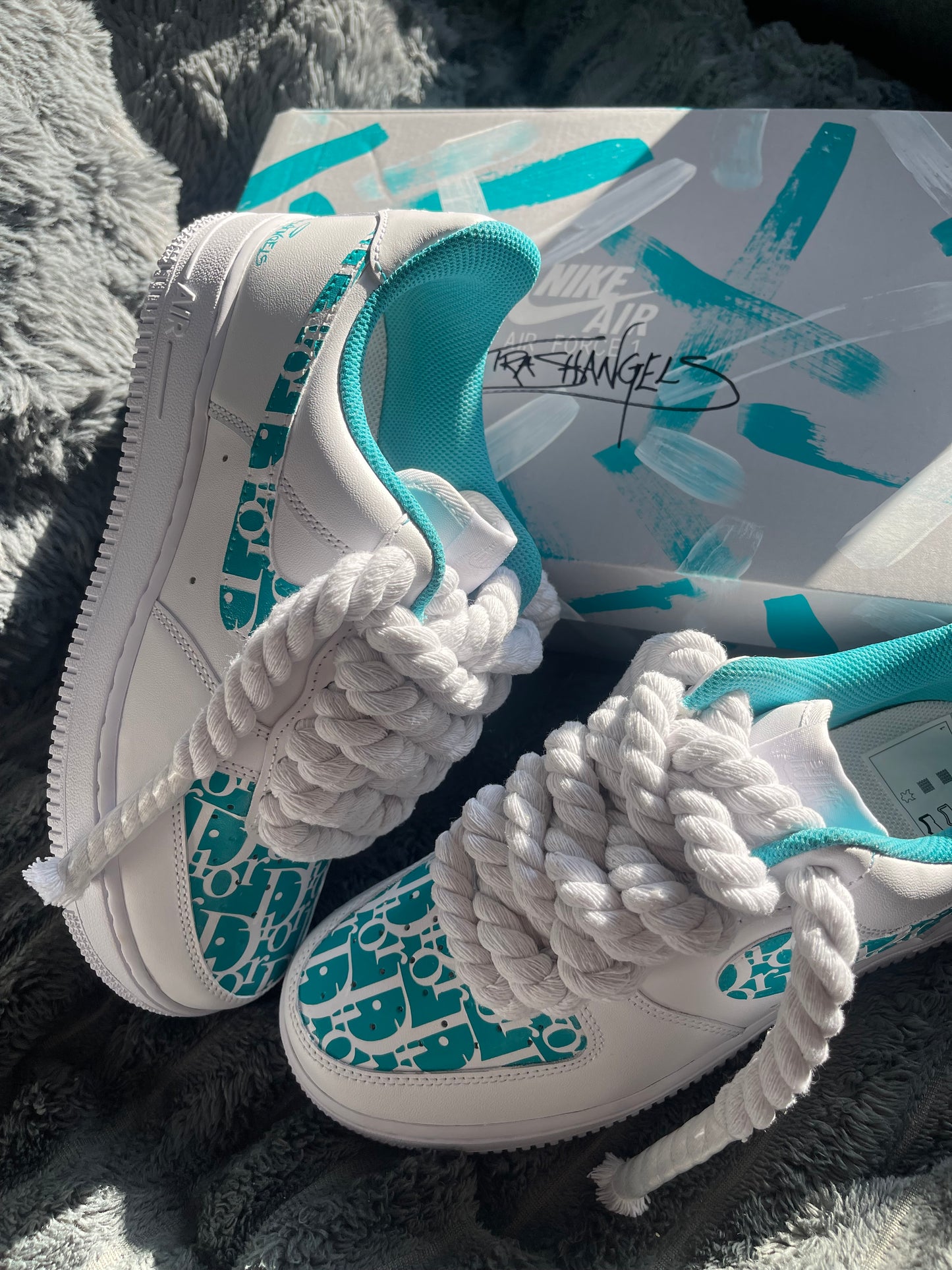 Custom Dior Nike air force 1 with Rope Laces