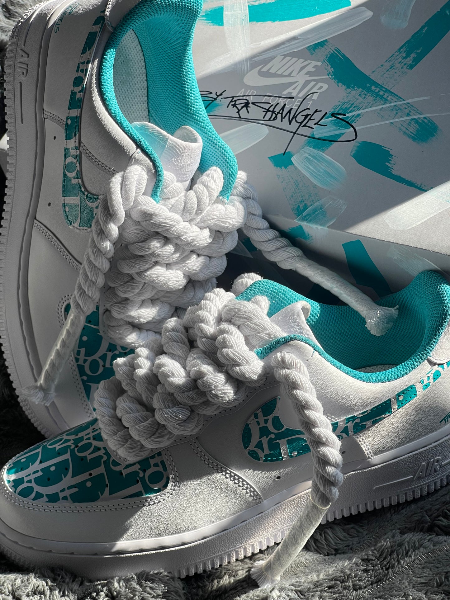 Custom Dior Nike air force 1 with Rope Laces