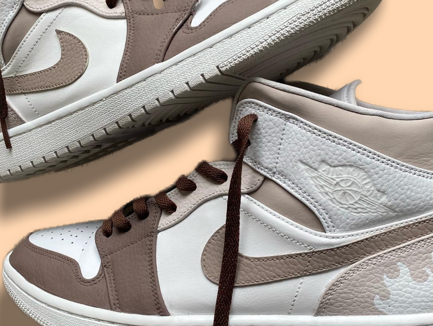 Custom Brown and White Flame Jordan 1s