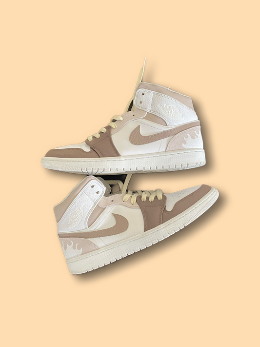 Custom Brown and White Flame Jordan 1s