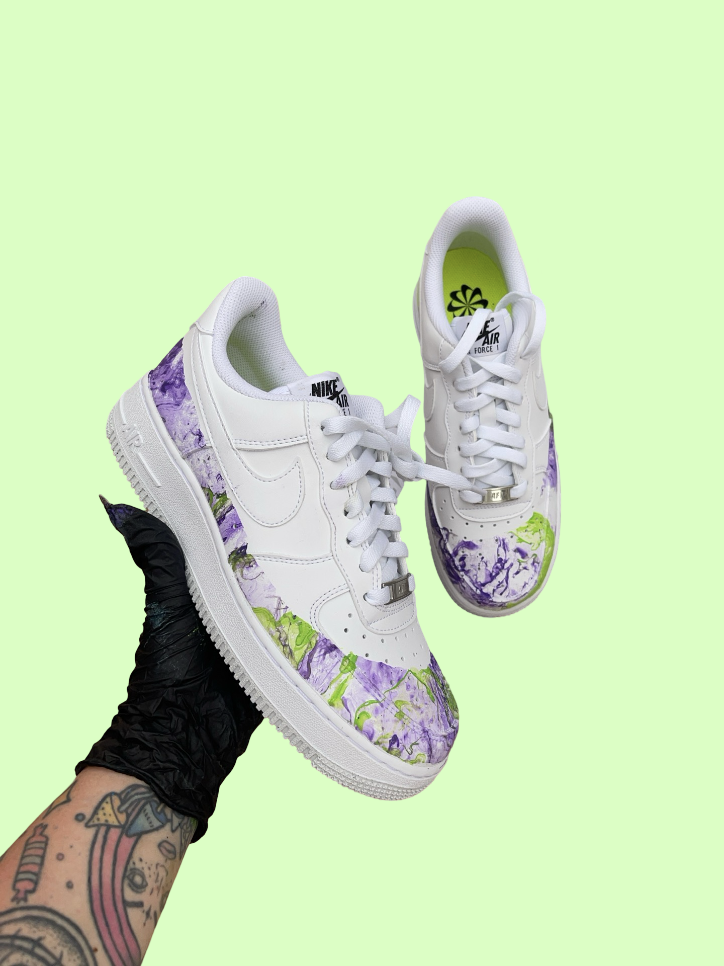 Green and purple custom Nike air force 1