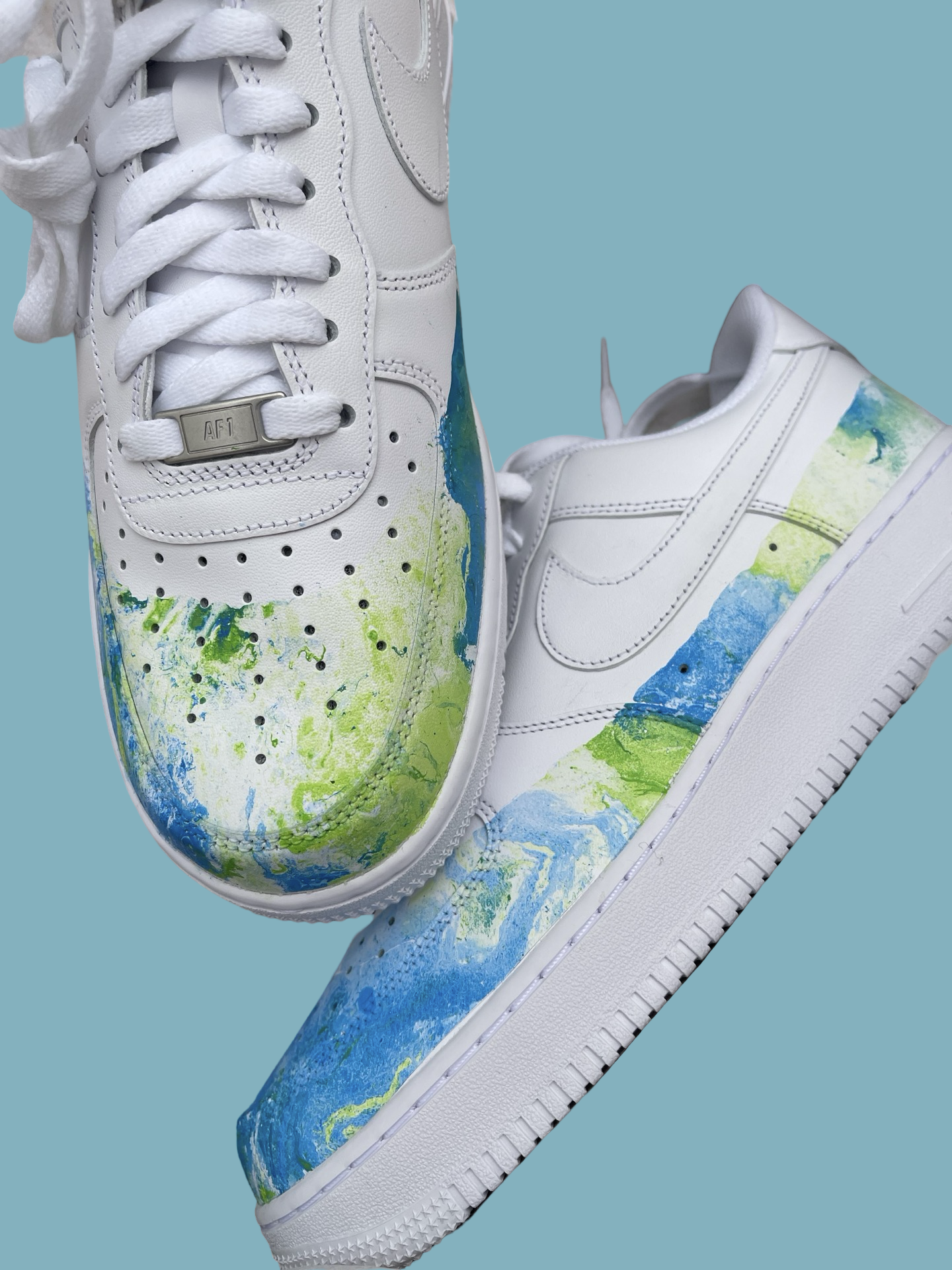 Green and Blue Nike air force 1