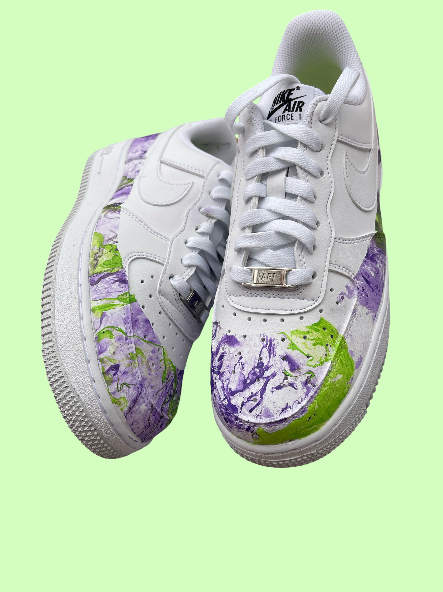 Green and purple custom Nike air force 1